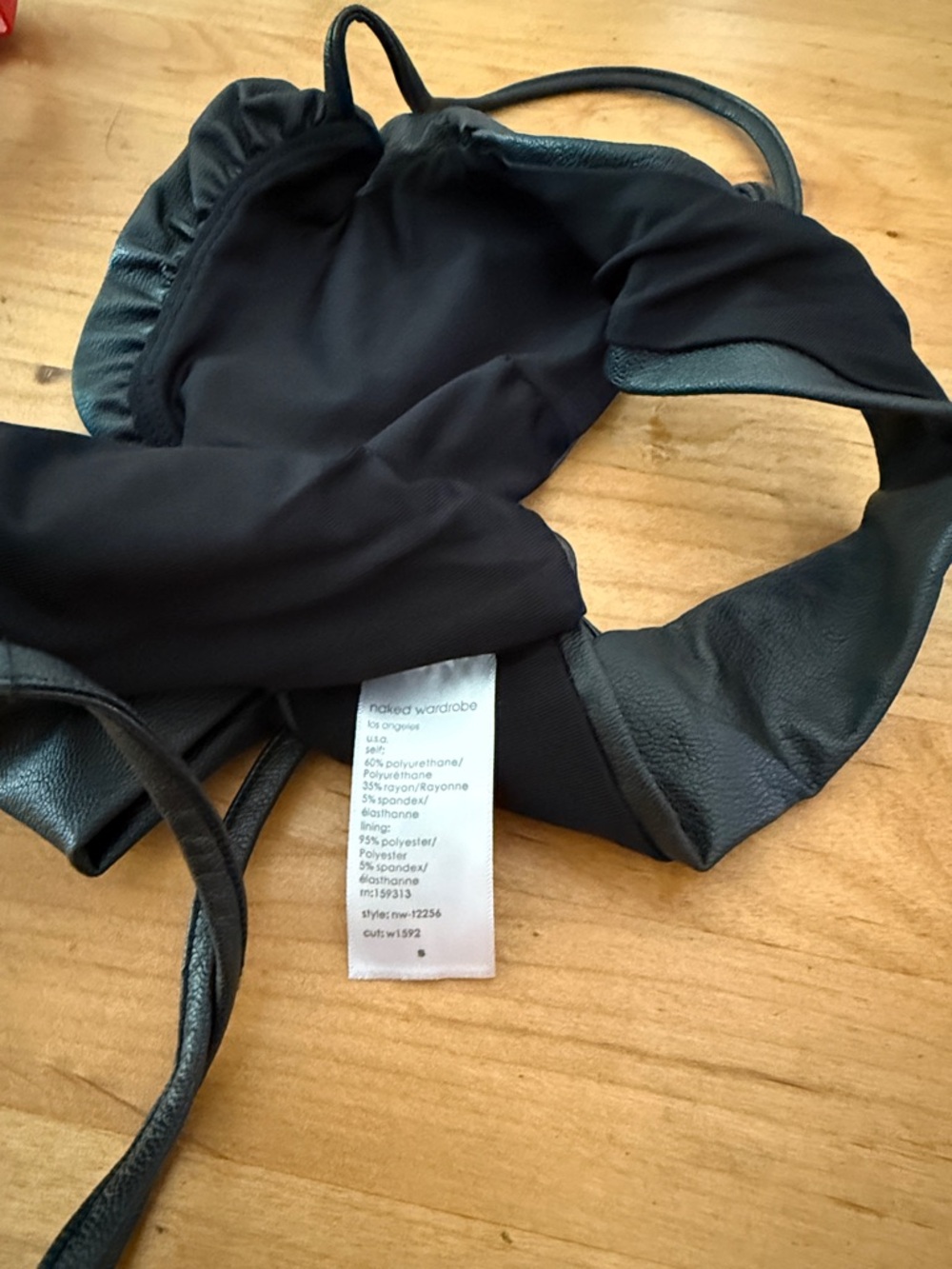Naked Wardrobe black faux leather bralette. - Picture 3 of 4